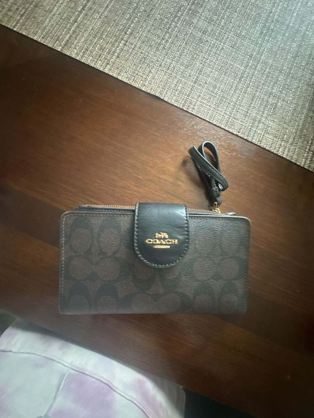Coach Signature Canvas Tech Phone Wallet With Wrist Strap